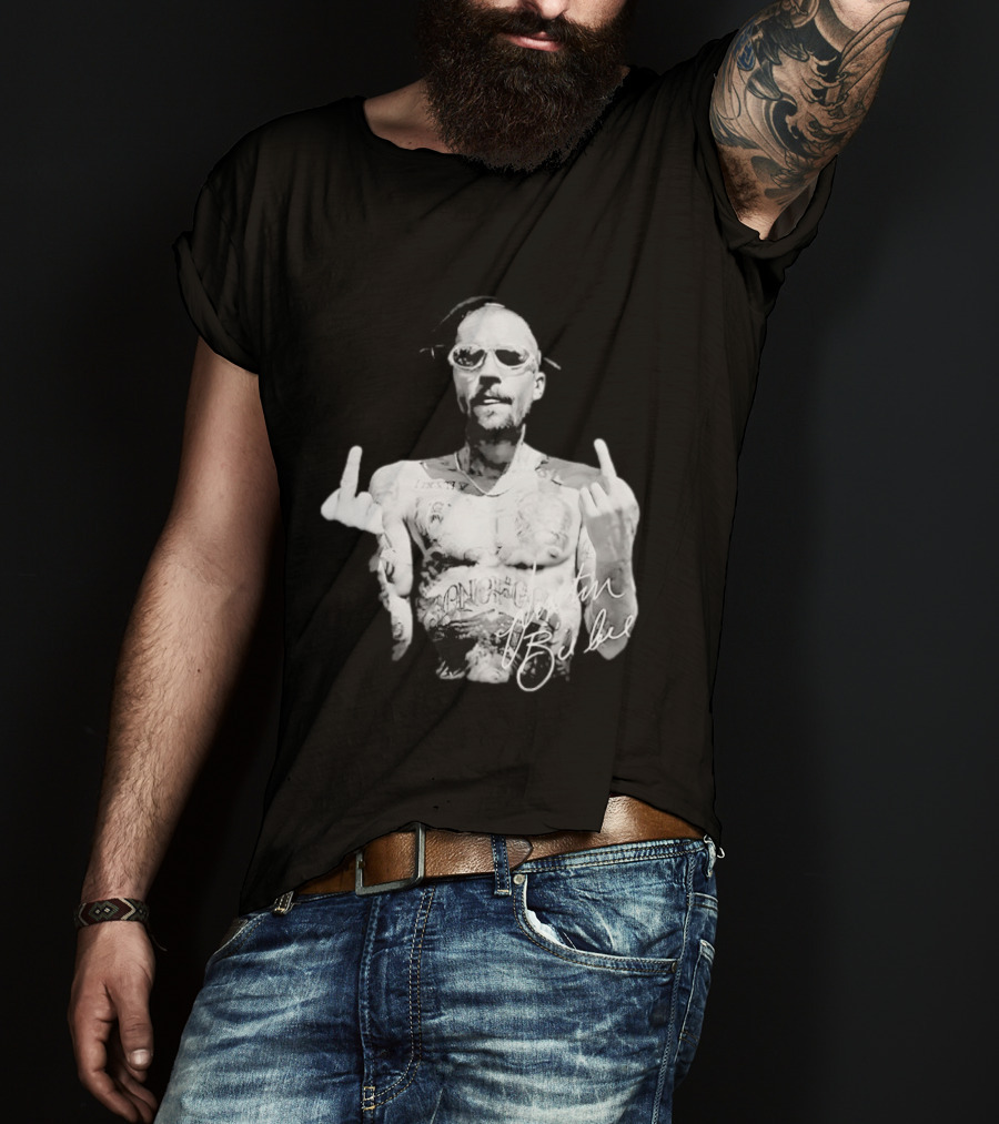 Justin Bieber Middle Finger Bieberchella World Tour 2026 Black And White Tattoo T-Shirt