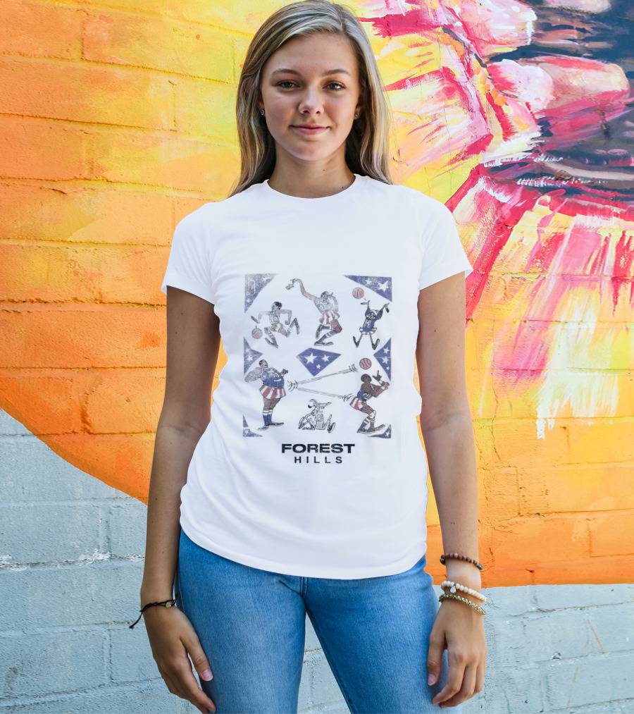 Forest Hills Basketball Cartoon Characters T-Shirt