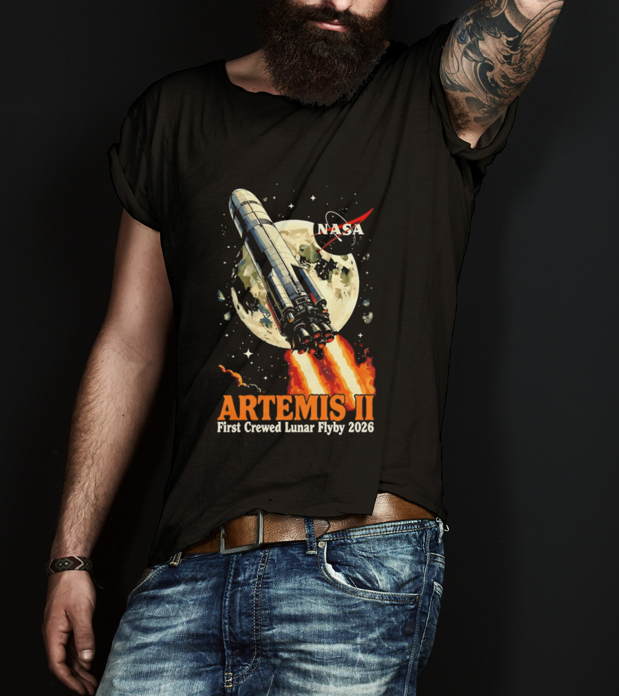 NASA Artemis II 2026 First Crewed Lunar Flyby Mission Launch T-Shirt