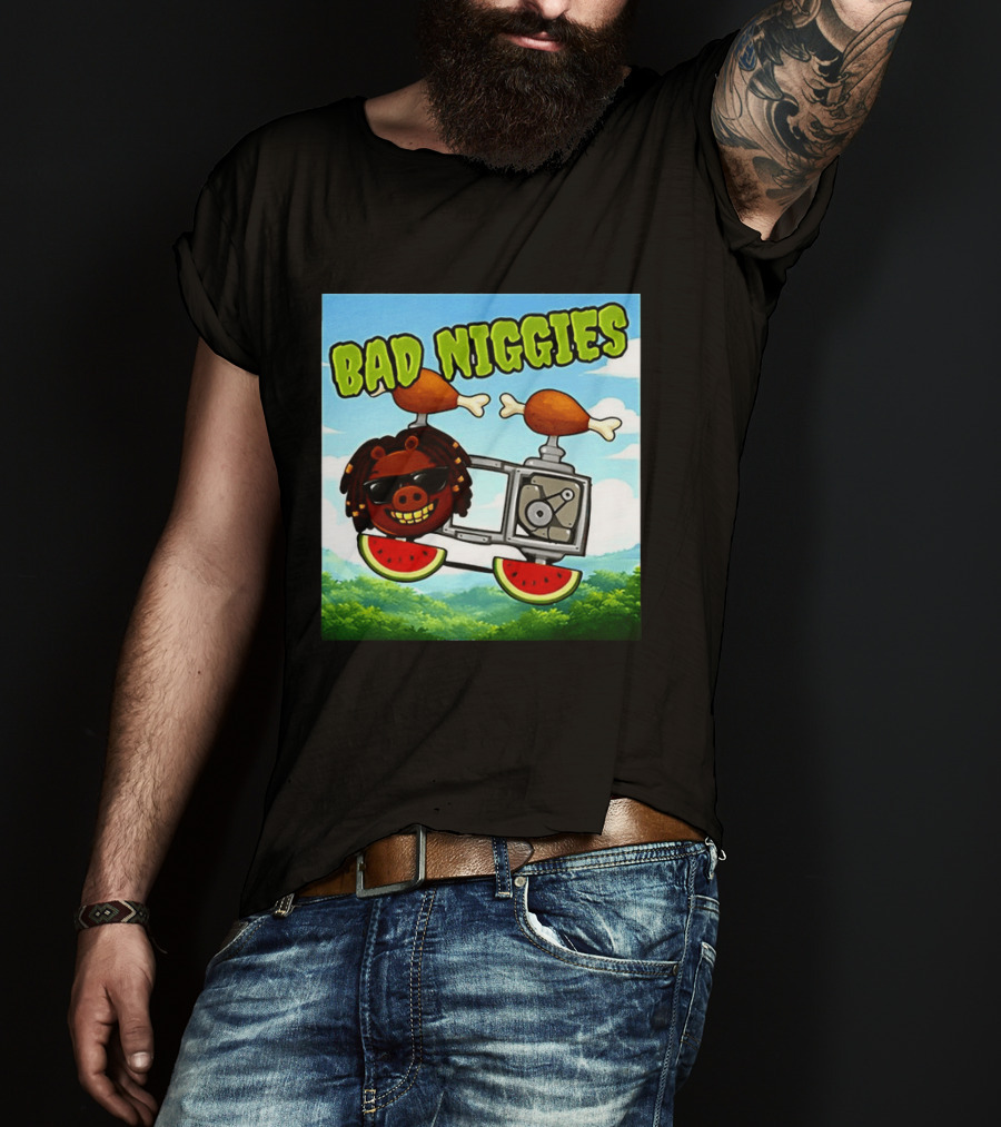 Bad Niggies Angry Birds Parody Flying Pig T-Shirt
