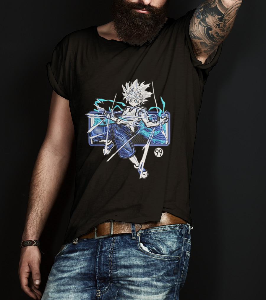 Hunter X Hunter Killua 99 Anime Graphic Manga Style Electric Aura T-Shirt