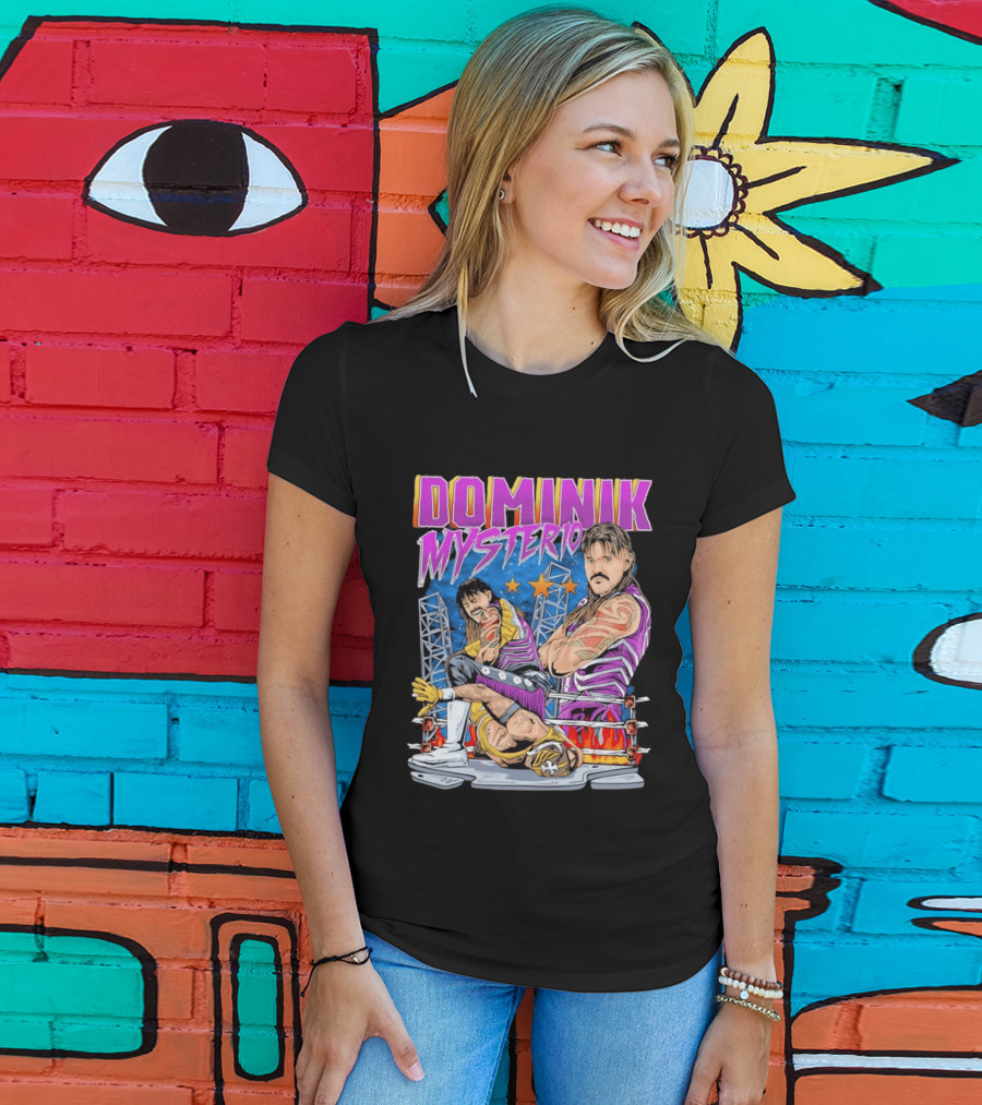 Dominik Mysterio Wrestling Match Illustration Purple Star T-Shirt
