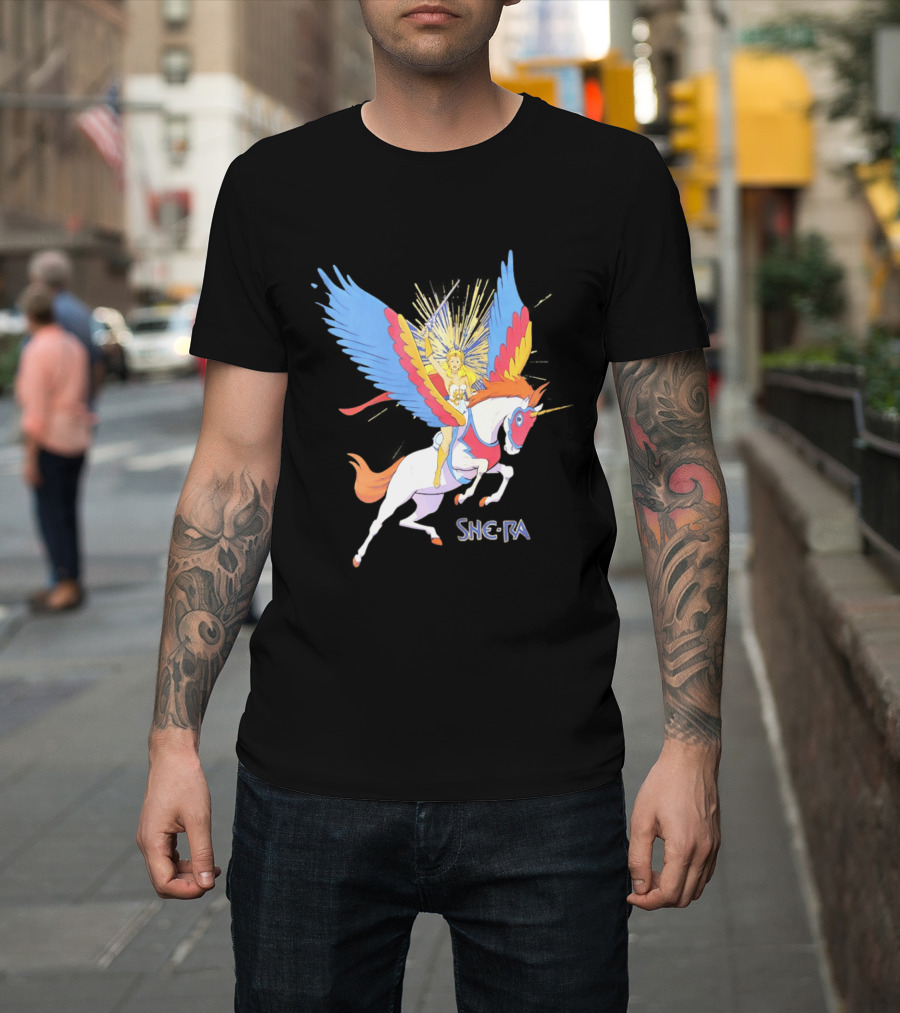 She Ra Riding Swift Wind Pegasus Unicorn Adventure T-Shirt