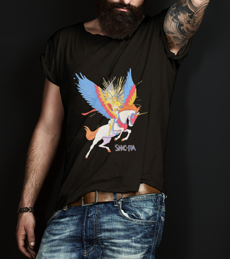 She Ra Riding Swift Wind Pegasus Unicorn Adventure T-Shirt