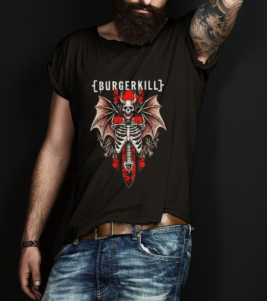 Burgerkill Skeleton Wings Red Demon Bat T-Shirt