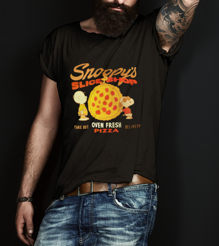 Snoopy's Slice Shop Oven Fresh Pizza Take Out Delivery T-Shirt