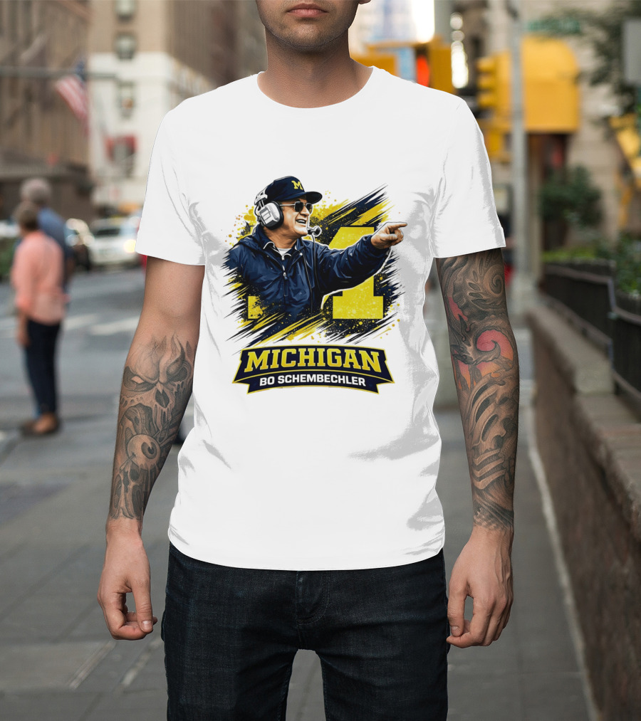 Bo Schembechler Michigan Wolverines Coach Iconic M Football T-Shirt