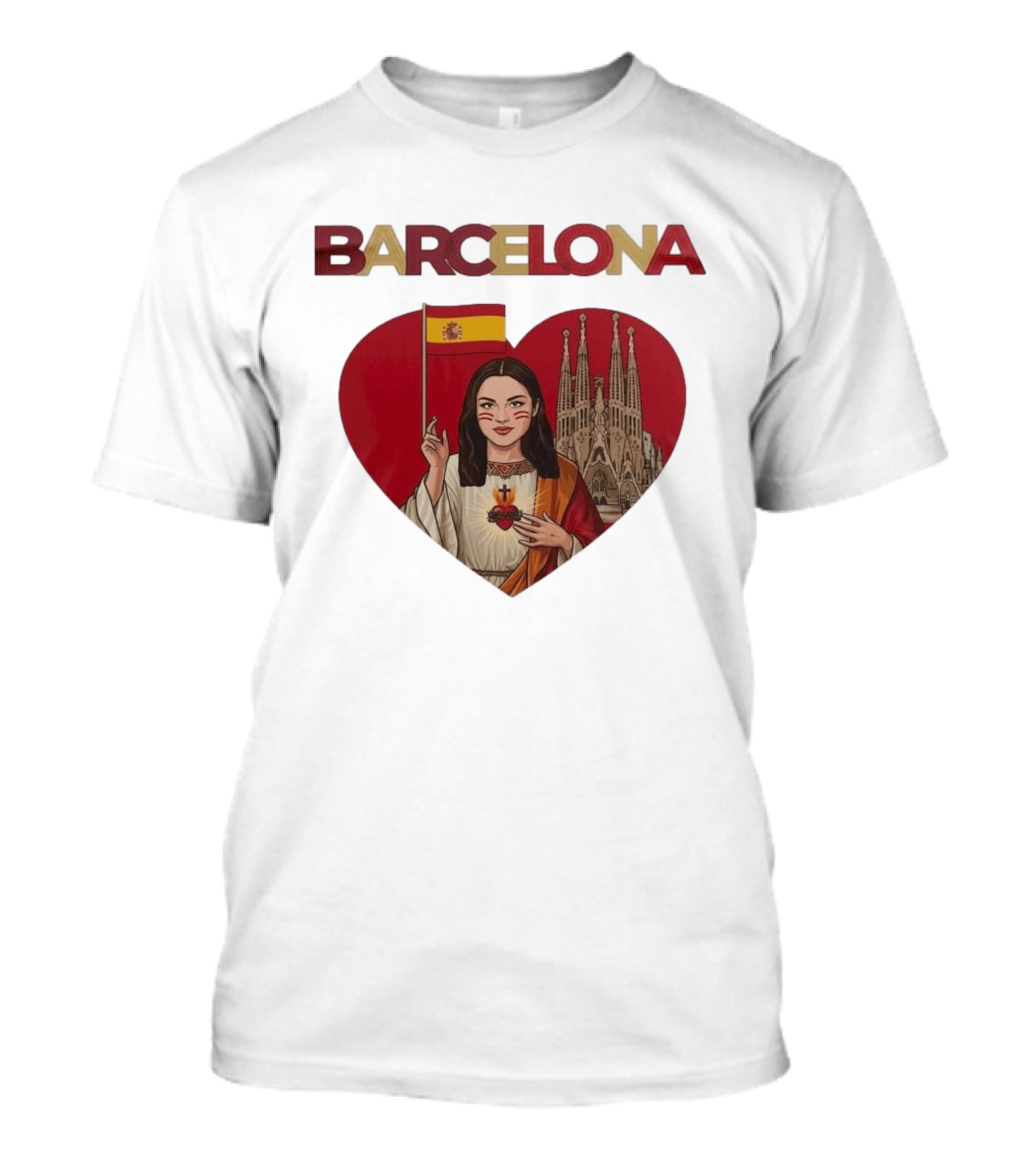 Barcelona Heart Flag Sagrada Familia Olivia Rodrigo Collaboration T-Shirt