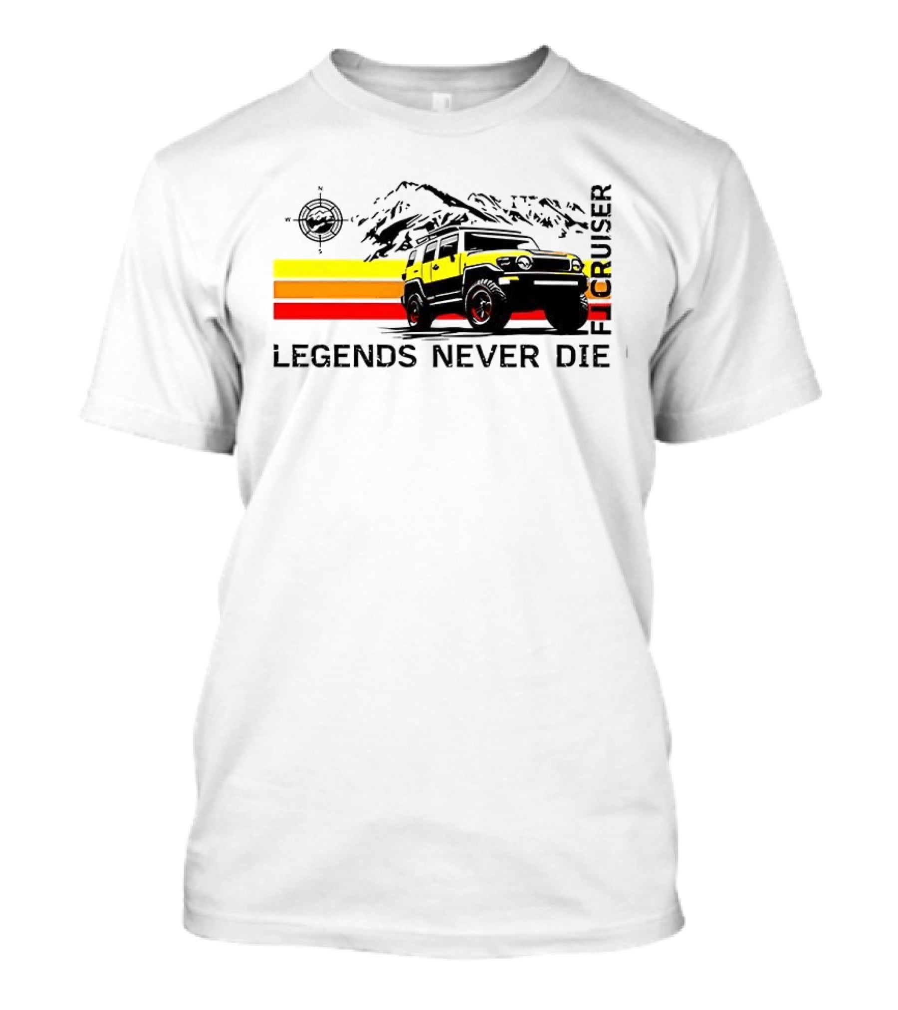 FJ Cruiser Legends Never Die Mountain Compass Sunset Adventure T-Shirt