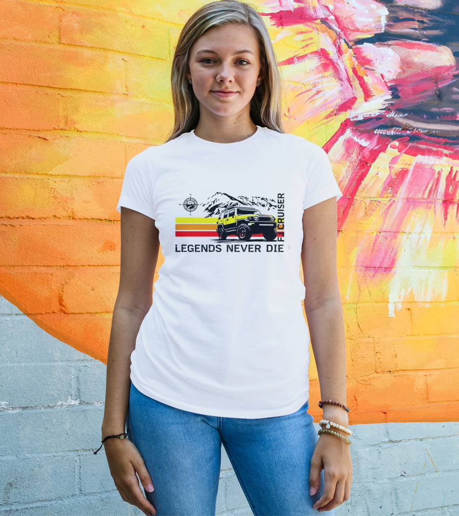FJ Cruiser Legends Never Die Mountain Compass Sunset Adventure T-Shirt