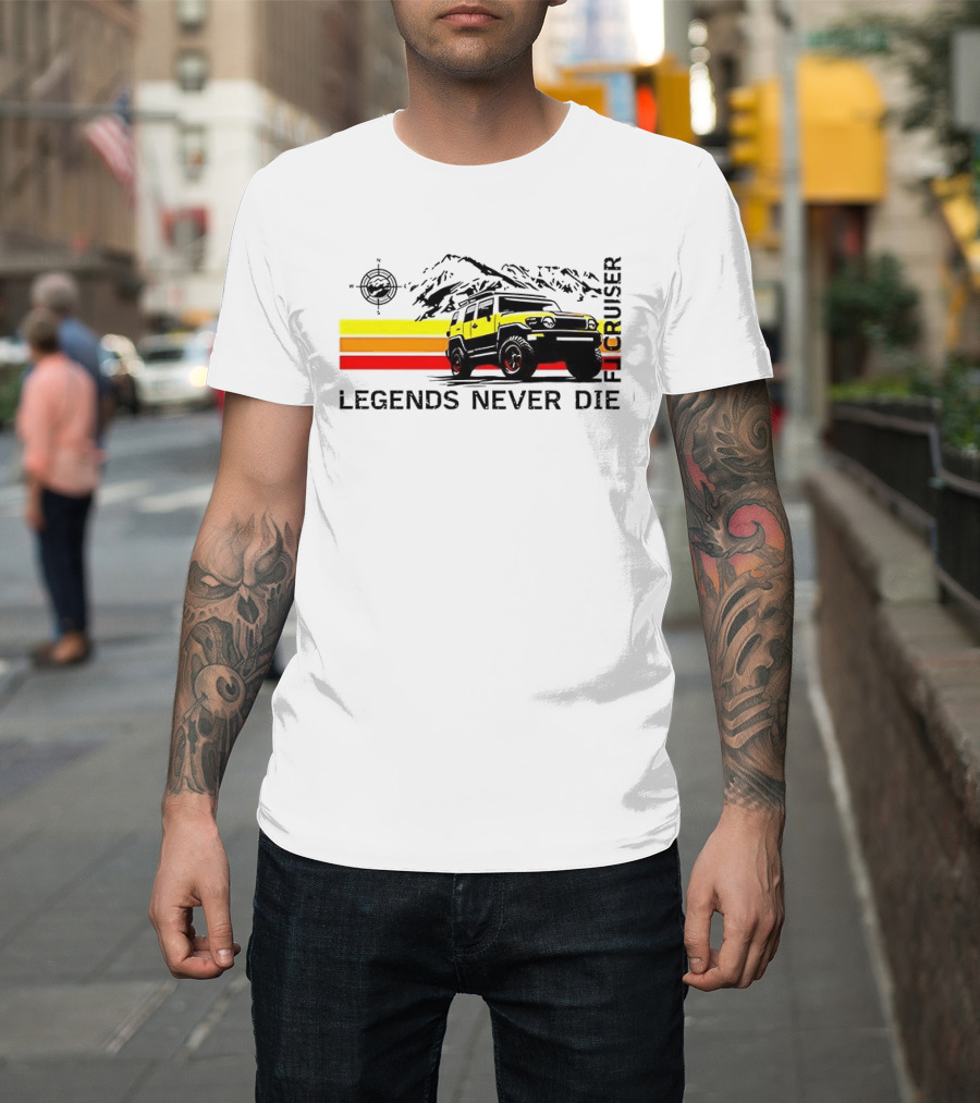 FJ Cruiser Legends Never Die Mountain Compass Sunset Adventure T-Shirt