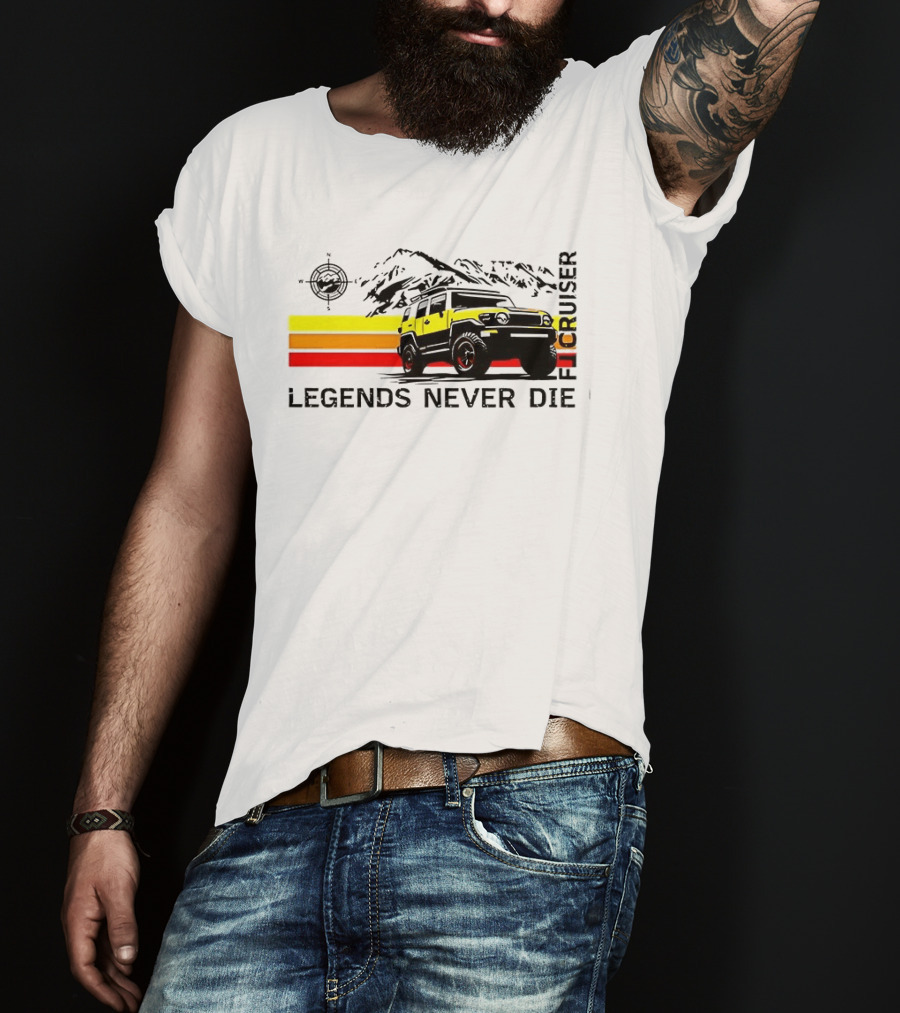 FJ Cruiser Legends Never Die Mountain Compass Sunset Adventure T-Shirt