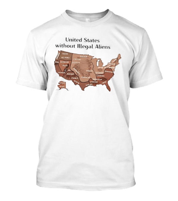 United States Map Featuring Native Tribes And Nations T-Shirt