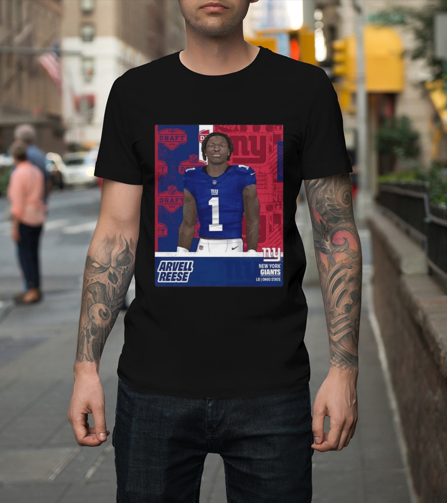 2026 Draft New York Giants Arvell Reese Round 1 Pick 5 LB Ohio State T-Shirt
