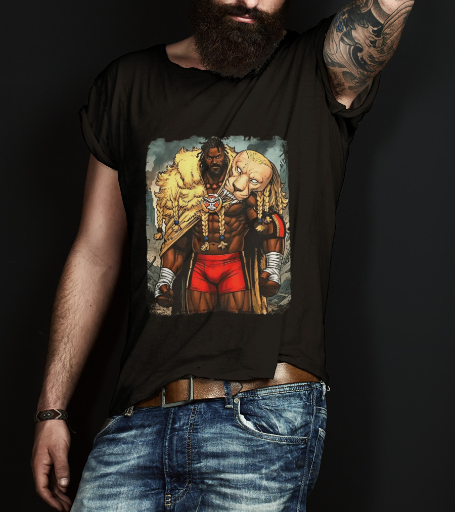 Oba Femi Lion's Strength WWE Red Shorts Fierce Warrior Costume T-Shirt