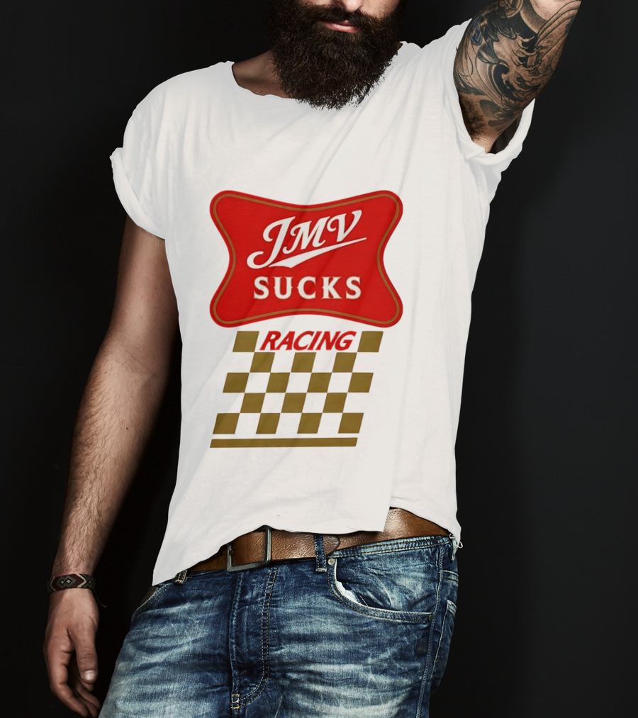 JMV Sucks Racing Checkered Flag Red And White T-Shirt