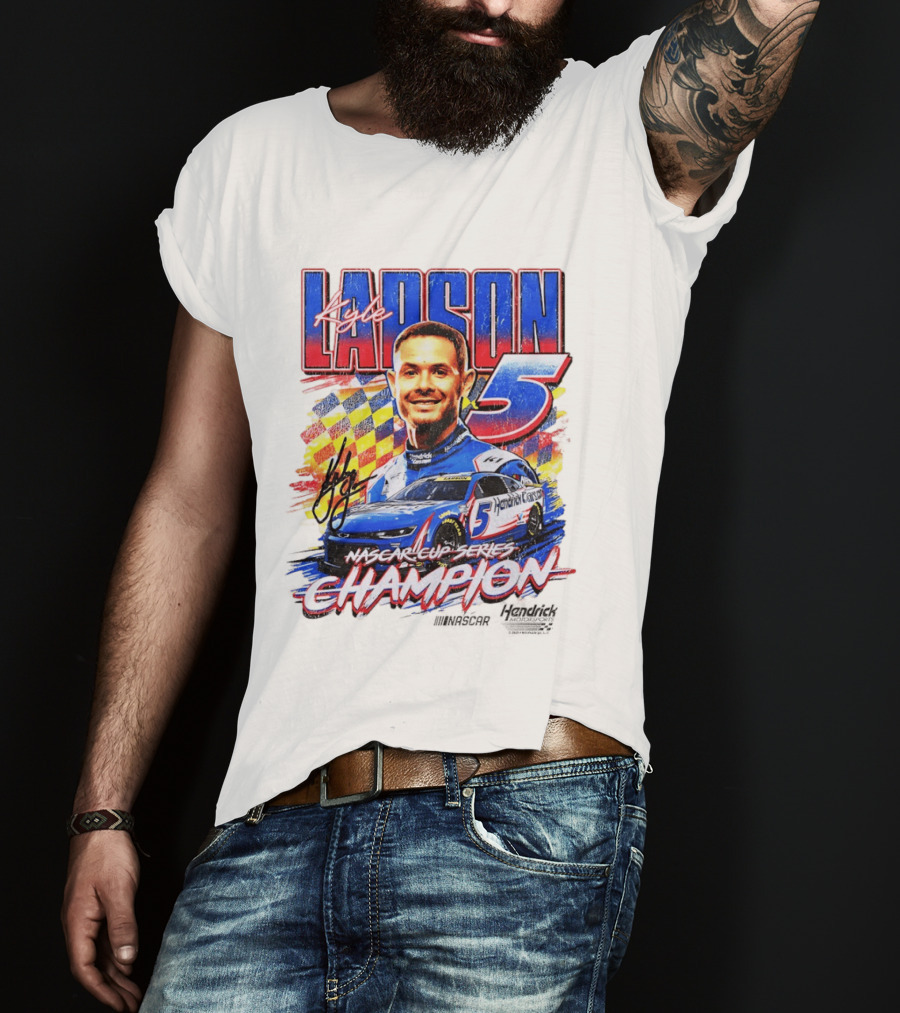 Kyle Larson NASCAR Cup Series Champion Number 5 Hendrick Motorsports Signature T-Shirt