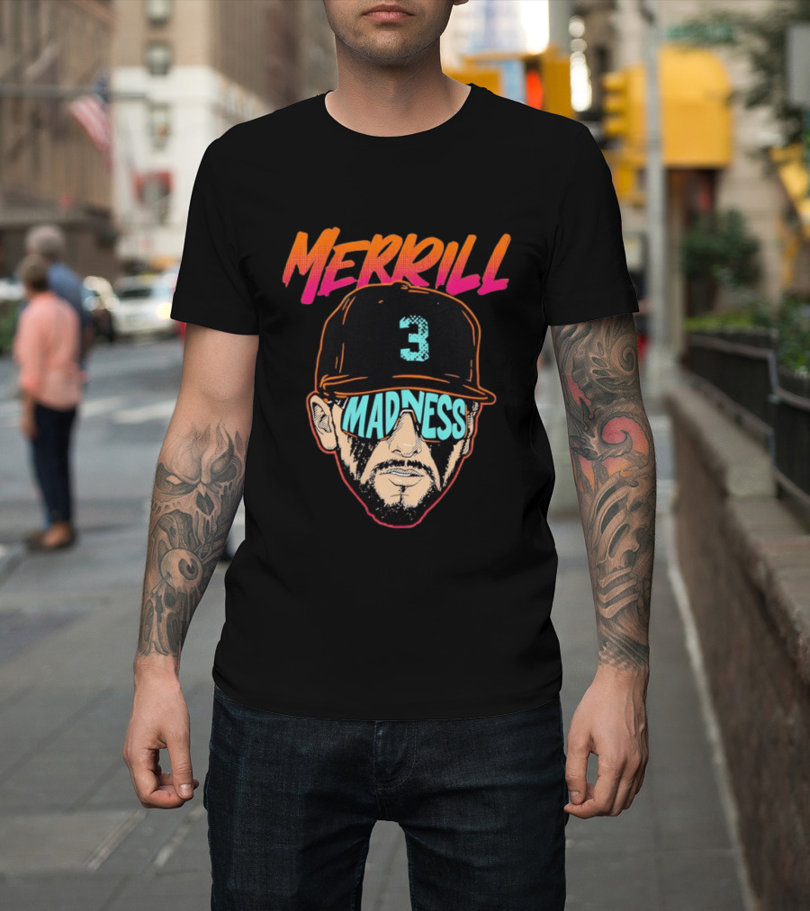 Merrill Madness San Diego Padres Jackson Merrill City Edition 3 Baseball T-Shirt