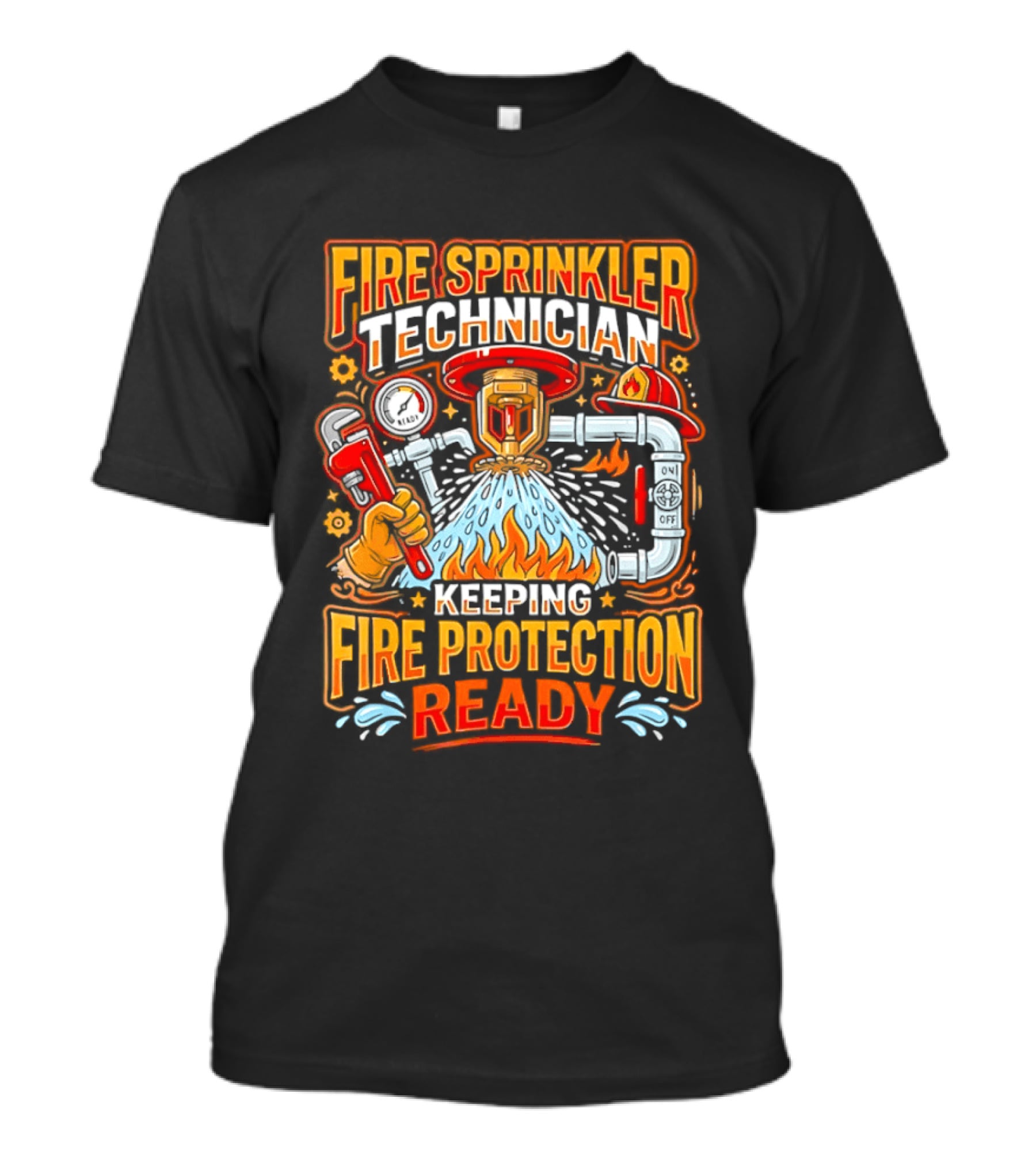 Fire Sprinkler Technician Keeping Fire Protection Ready T-Shirt