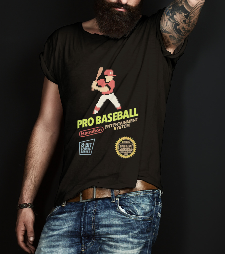 Hamilton Cardinals 8 Bit Nintendo Licensed Pro Baseball Players T-Shirt