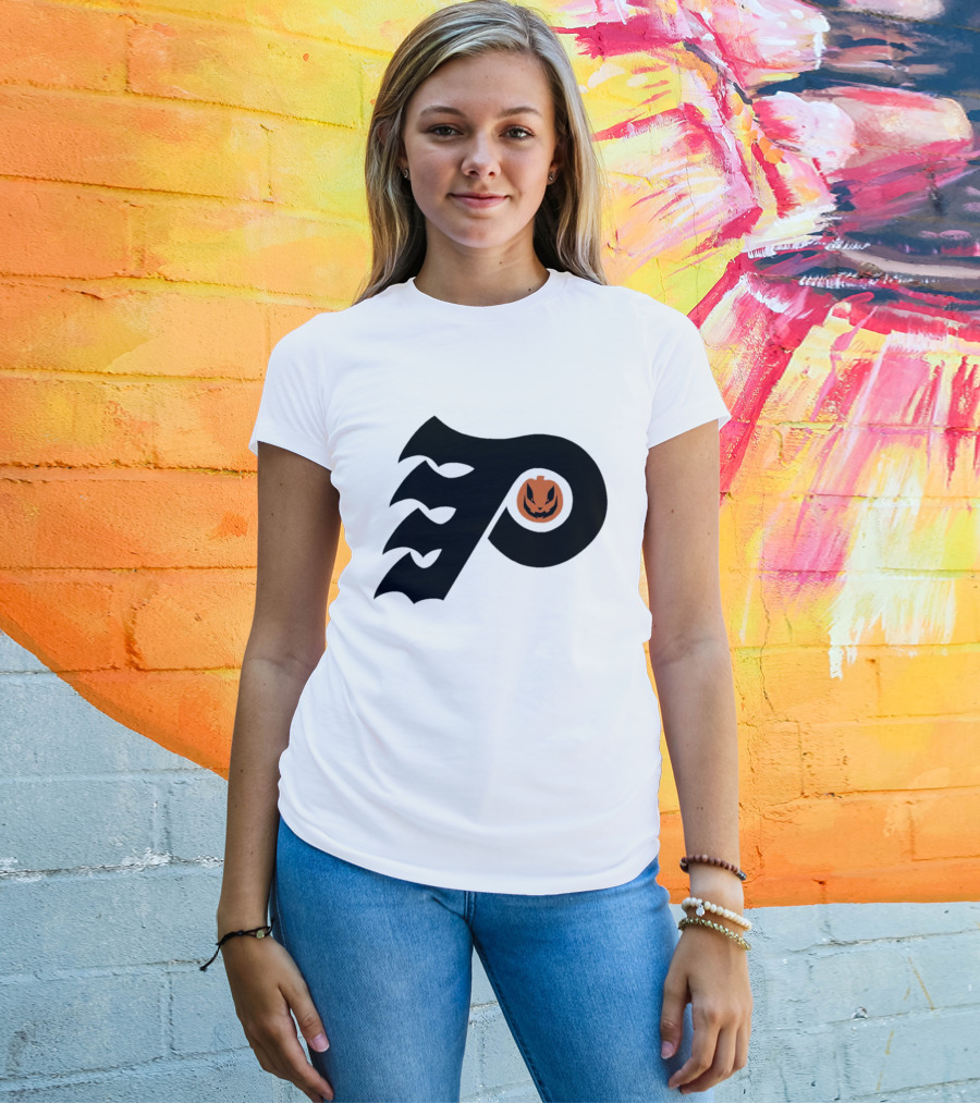 Philadelphia Flyers Pumpkin Face Halloween T-Shirt