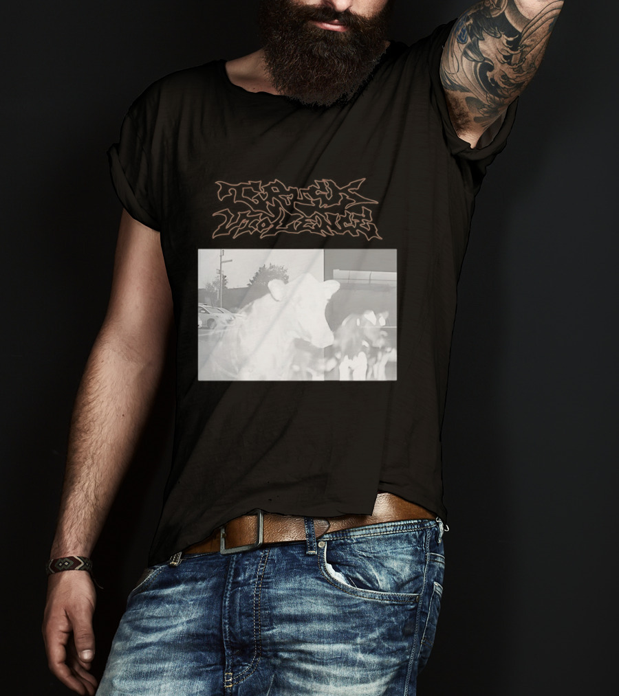 Truck Stop Violence Cow Photo Retro Style Casual Wear T-Shirt