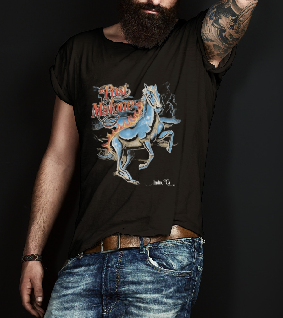 Post Malone Stagecoach 2026 Festival Indio California April 26 The Lightning Horse T-Shirt