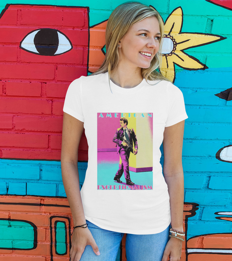 American Exceptionalism Retro Pop Art Style Man With Gun T-Shirt