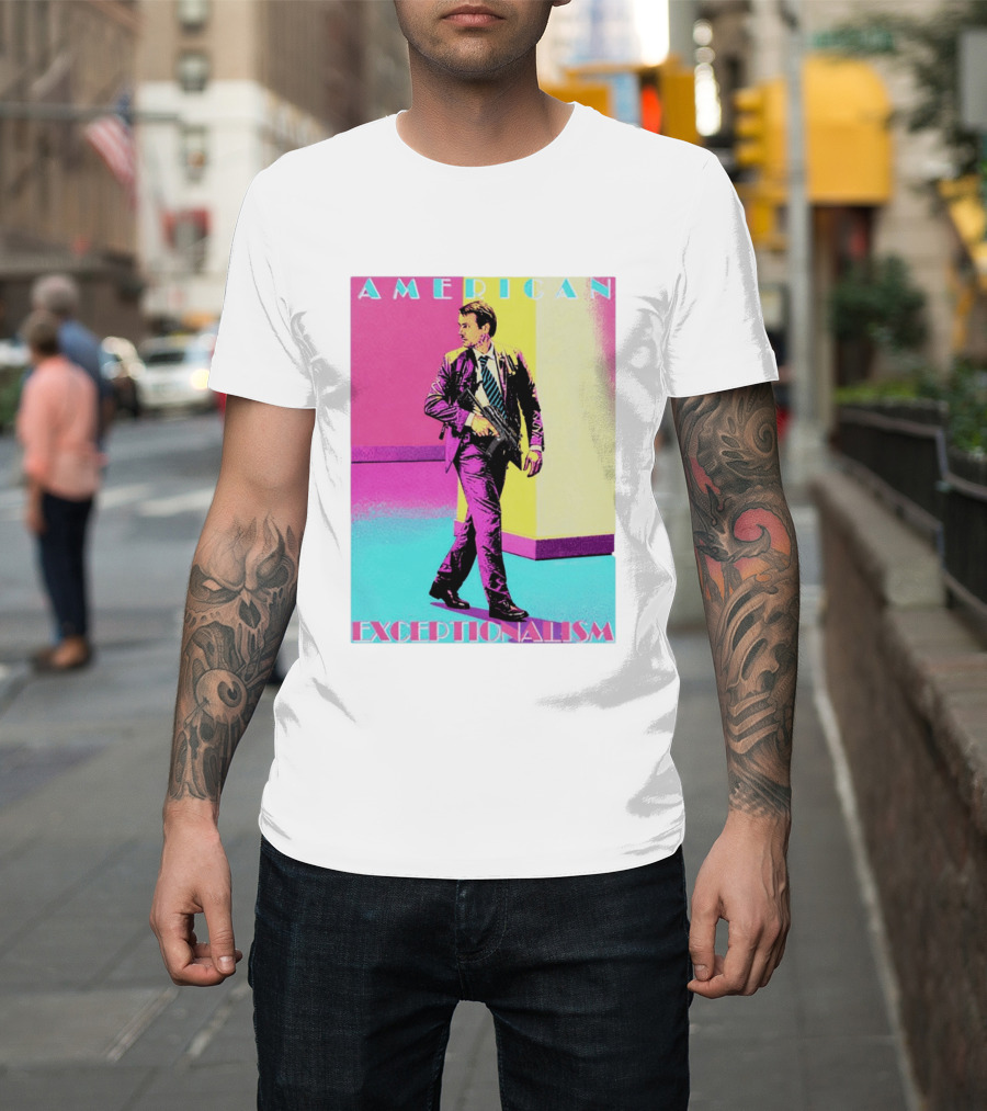 American Exceptionalism Retro Pop Art Style Man With Gun T-Shirt