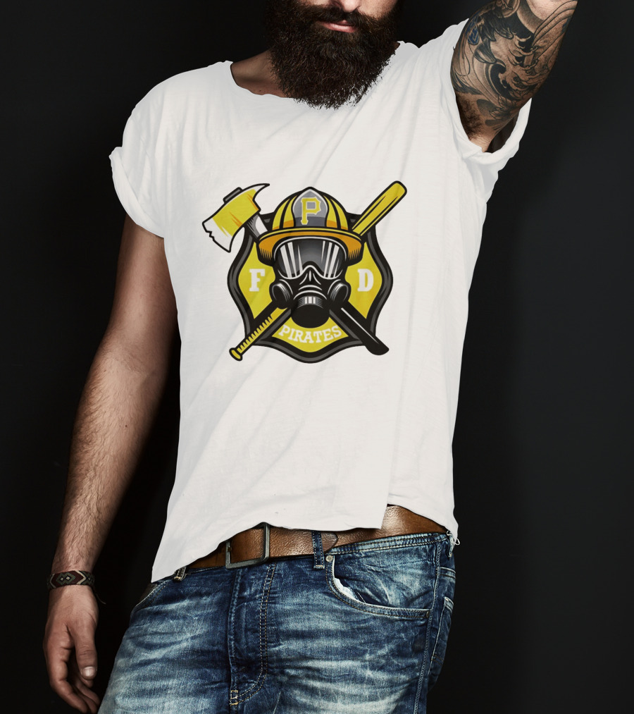 Pittsburgh Pirates Firefighter Helmet Ax FD Spirit T-Shirt