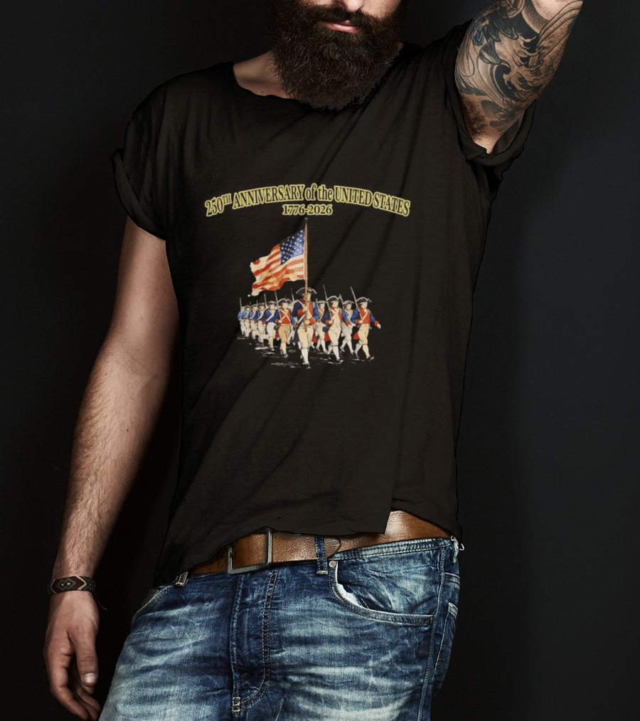 American Revolution 1776 2026 250th Anniversary United States Patriots With Flag T-Shirt