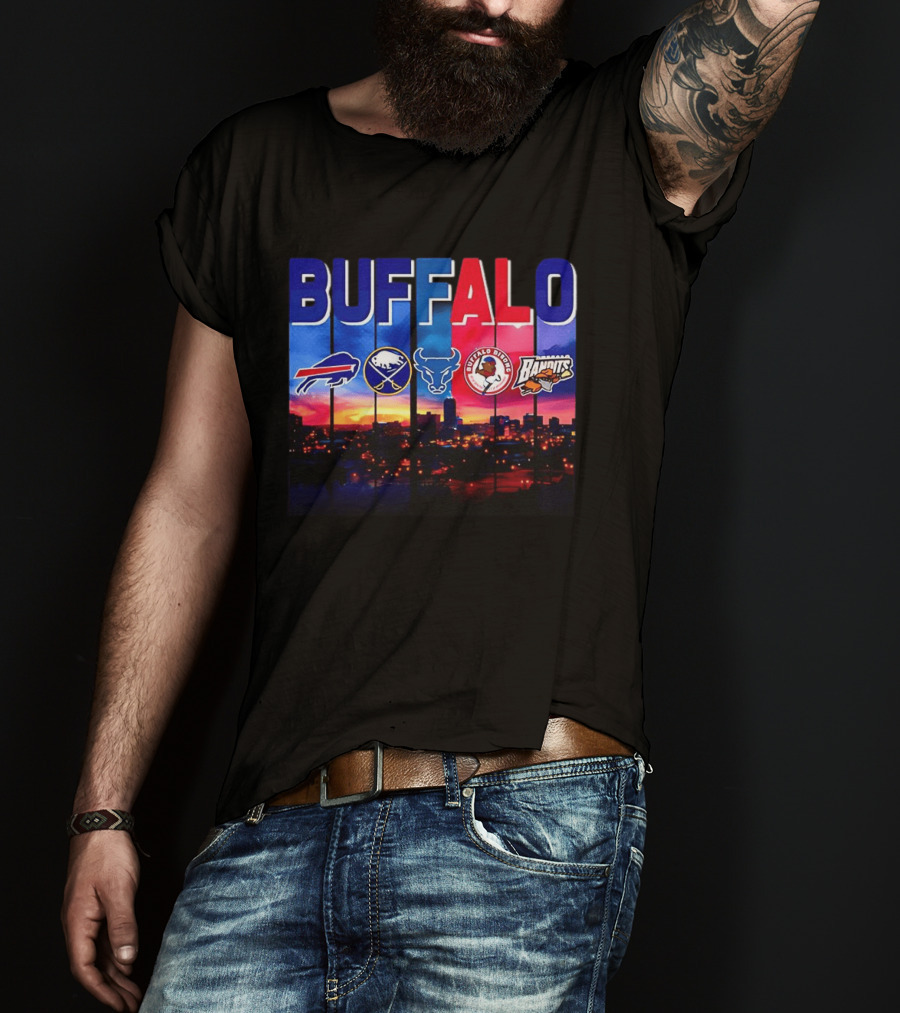 Buffalo Bills Sabres Bandits Bridles City Skyline Sports Teams T-Shirt