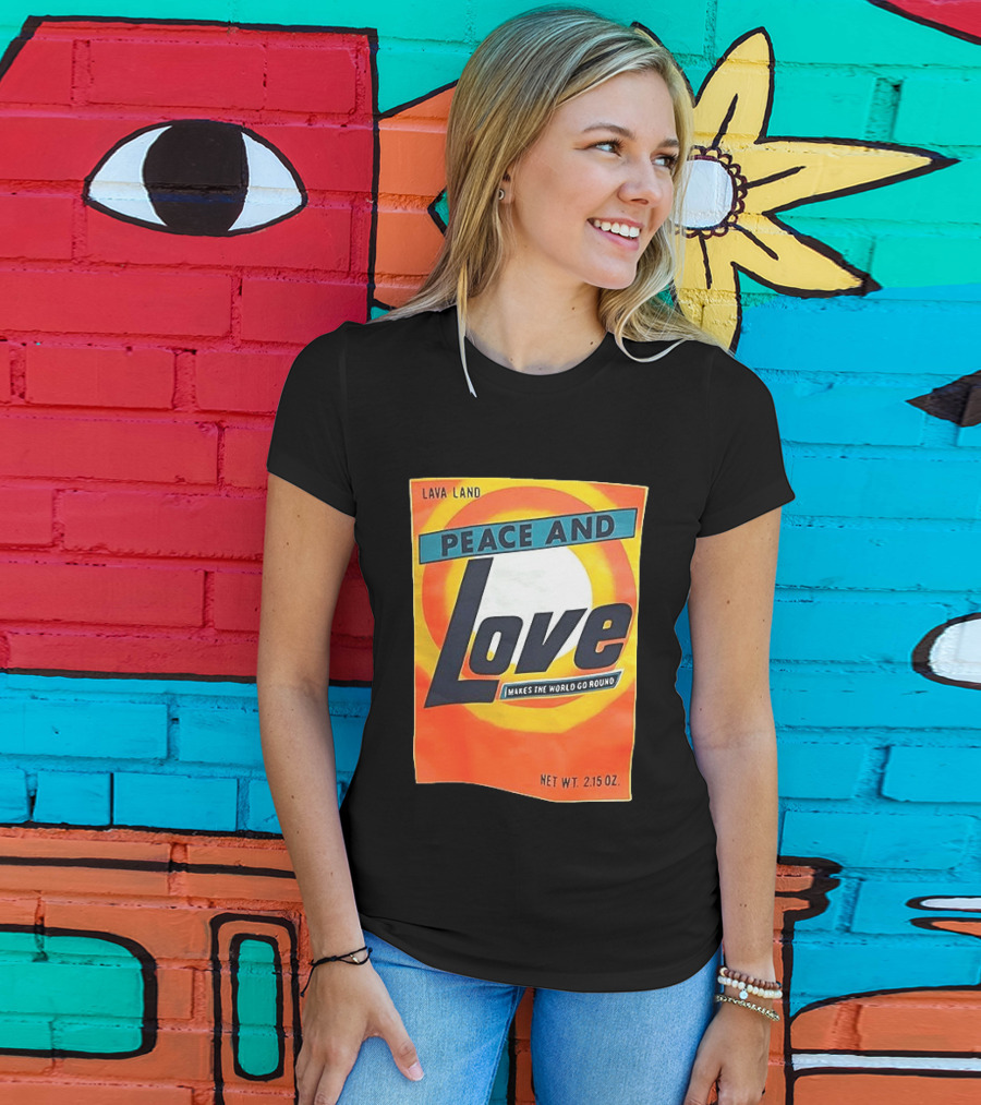 Peace And Love Makes The World Go Round Lava Land Retro Style 2.15 Oz T-Shirt