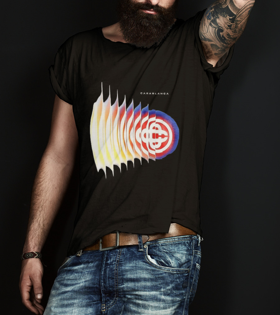 Casablanca Shockwave Optical Illusion Pattern With Red Blue Yellow Layers T-Shirt