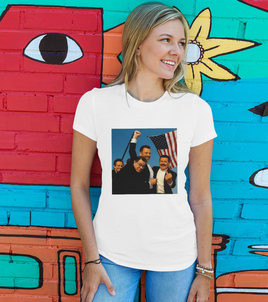 Jimmy Kimmel Stephen Colbert Seth Meyers American Flag Comedy Showdown T-Shirt