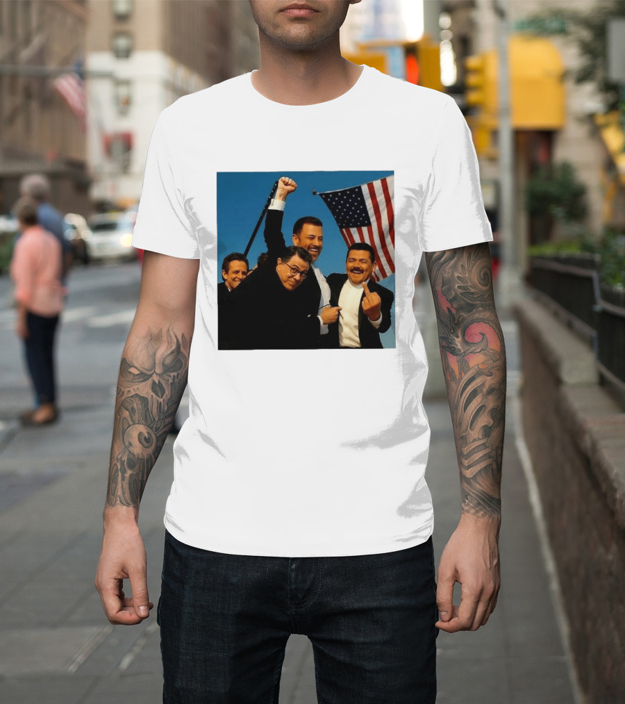 Jimmy Kimmel Stephen Colbert Seth Meyers American Flag Comedy Showdown T-Shirt