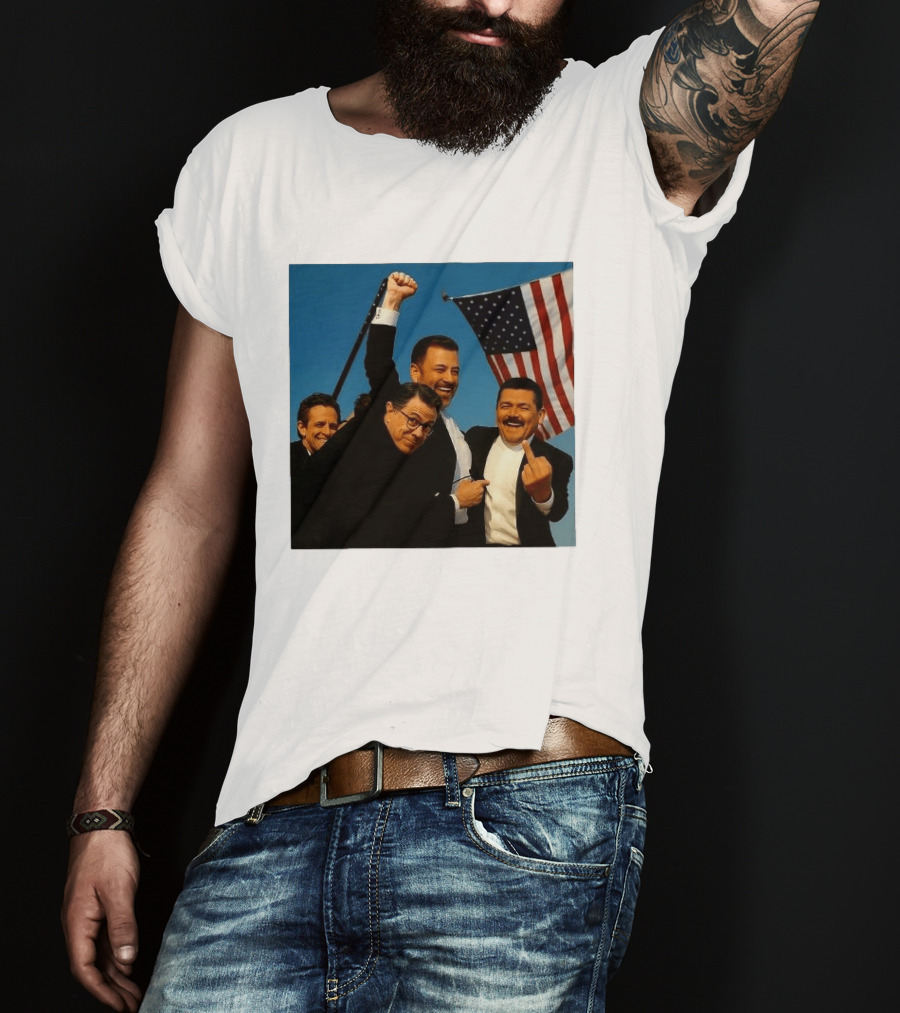 Jimmy Kimmel Stephen Colbert Seth Meyers American Flag Comedy Showdown T-Shirt