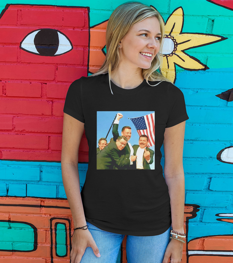 Jimmy Kimmel Meme American Flag Satire T-Shirt