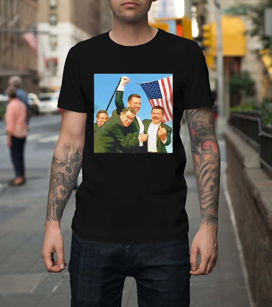 Jimmy Kimmel Meme American Flag Satire T-Shirt