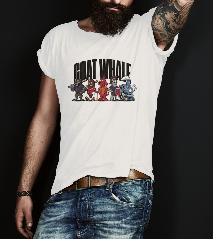 GOAT WHALE Cartoon Characters Baseball Wolf Sausage Dog Roman Train T-Shirt