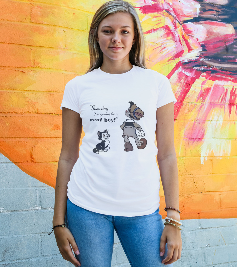 Someday I'm Gonna Be A Real Boy Pinocchio And Figaro Disney T-Shirt