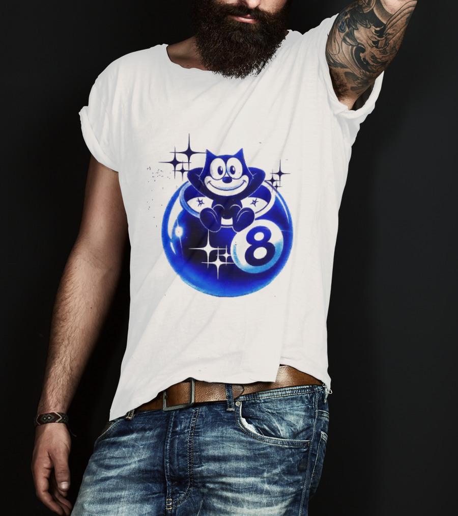 Felix The Cat Vintage Classic Figure Eight Ball Stars T-Shirt