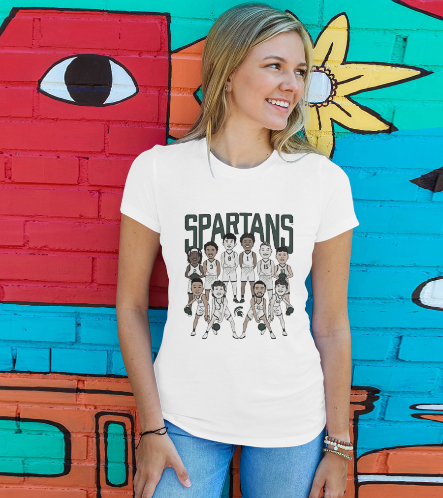 Michigan State Spartans Mens Basketball Team Caricature Players 3 8 1 15 10 35 T-Shirt