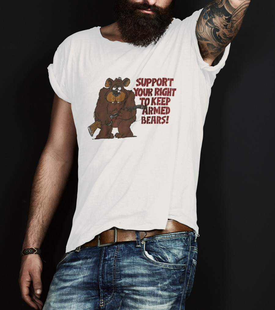 Support Your Right To Keep Armed Bears Cartoon Bear With Rifle T-Shirt