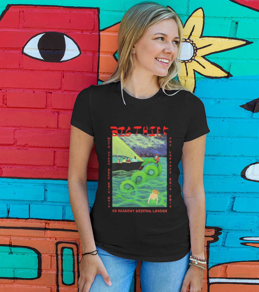 Big Thief Apr 23 2026 London Tour With Sea Serpent And Boat Scene T-Shirt