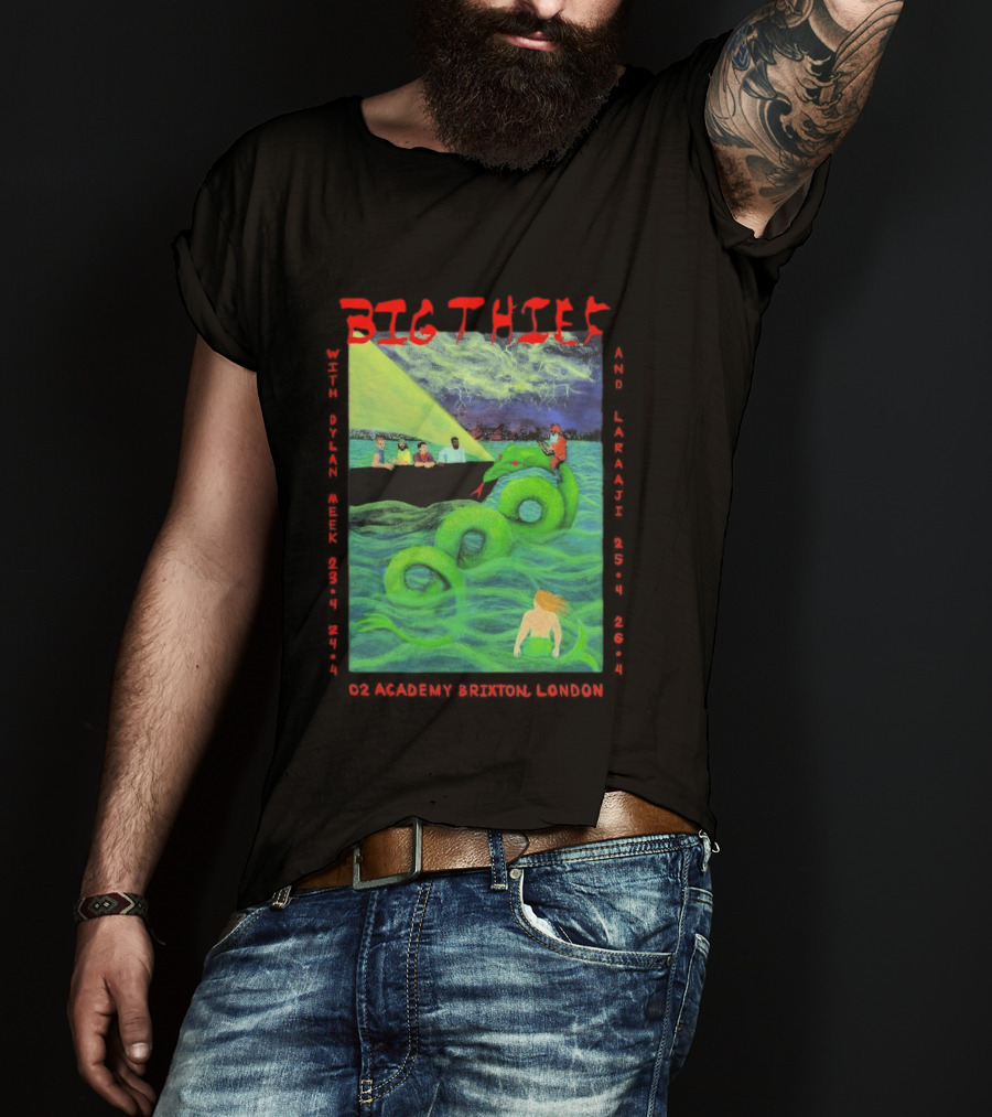 Big Thief Apr 23 2026 London Tour With Sea Serpent And Boat Scene T-Shirt