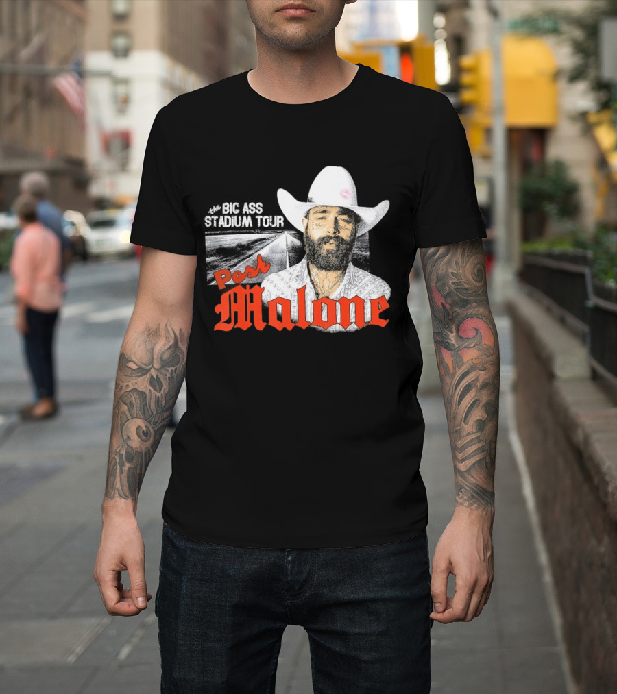 Post Malone Big Ass Stadium Tour Cowboy Hat Tattoo T-Shirt