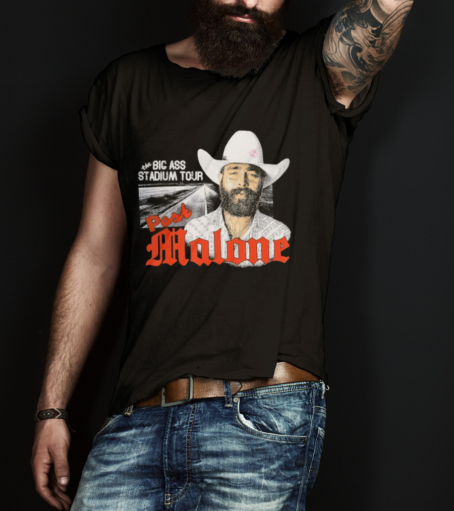 Post Malone Big Ass Stadium Tour Cowboy Hat Tattoo T-Shirt