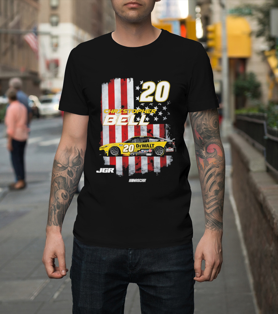 Christopher Bell 20 NASCAR DeWalt JGR Stars Stripes Racing T-Shirt