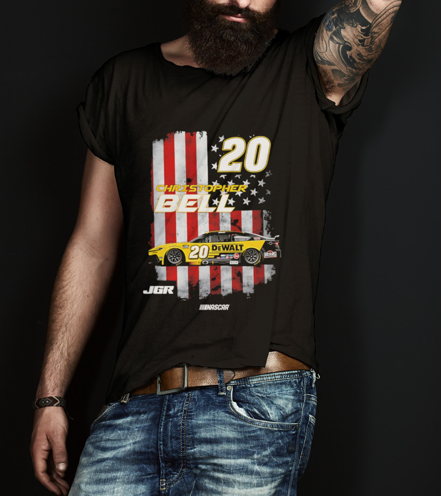 Christopher Bell 20 NASCAR DeWalt JGR Stars Stripes Racing T-Shirt